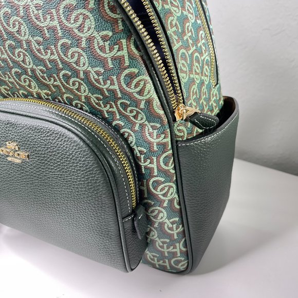 COACH Court Backpack Olive Green Leather Monogram Logo main image 11